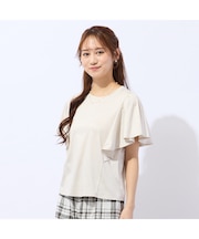 【洗える・接触冷感】ラッフルスリーブTシャツ