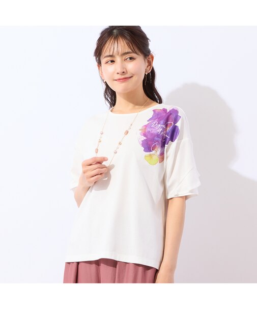 【洗える・綿100%】フリルスリーブTシャツ