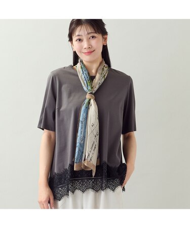 【洗える・L~4Lサイズ】レースヘムTシャツ