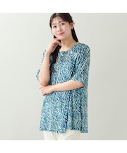【洗える・L～4Lサイズ】ゼブラ柄アシンメトリーTシャツ