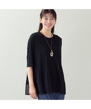 【限定カラーあり・洗える・日本製・L~4Lサイズ】ヘムシフォンAラインTシャツ