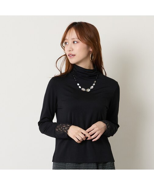 【洗える】袖レースTシャツ