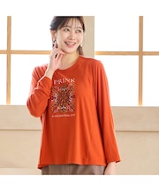 【洗える・吸湿発熱素材・日本製・3Lサイズあり】PRINK刺繍カットソー