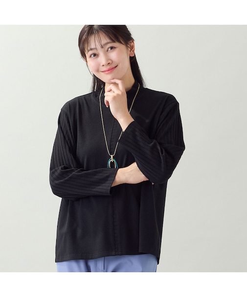 【洗える・一部カラーアンサンブル可・L~4Lサイズ】ベア天×針抜きカットソー