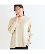 【洗える・一部カラーアンサンブル可・L～4Lサイズ】ベア天×針抜きカットソー