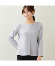 【洗える・日本製・アンサンブル可】フロントワイドリブカットソー