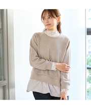【洗える】ラメ裏毛レイヤード風プルオーバー