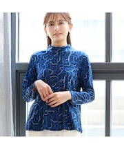 【洗える・セットアップ可】幾何柄アシンメトリーペプラムトップス