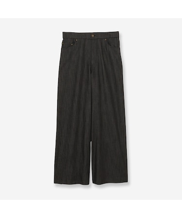 【洗える・S/M/Lサイズ】デニムライクベーシックワイドパンツ