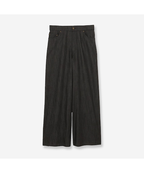 【洗える・S/M/Lサイズ】デニムライクベーシックワイドパンツ