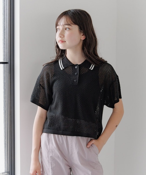 洗えるメッシュニットポロ半袖/キッズ/329311