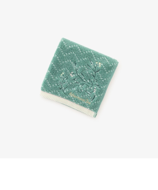 リーフ刺繍ミニタオル