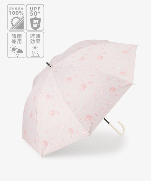 遮光率100% UVカット率100%生地使用 シアーフラワー晴雨兼用長傘 日傘