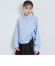 短丈ドロストストライプシャツ