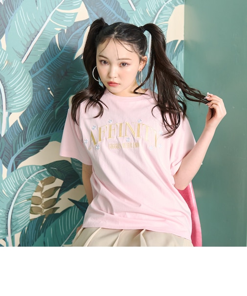 【秒かわトップス】【GOODPRICE】【綿100%】カレッジフラワー半袖T