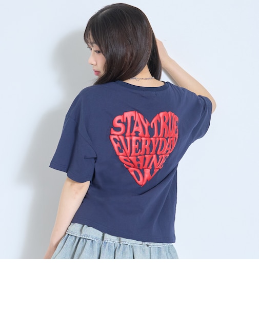 【秒かわトップス】【GOODPRICE】【LTXC/綿100%】発泡バックハートロゴ半袖T