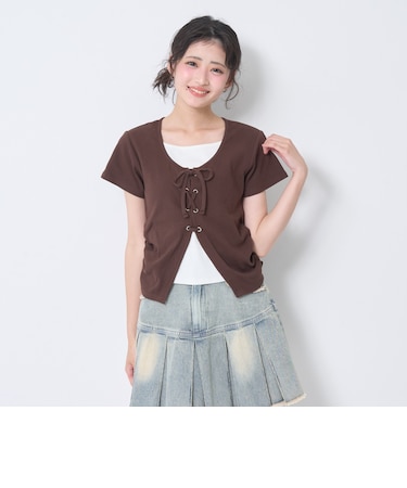 【新色入荷♪】レースアップテレコ半袖T