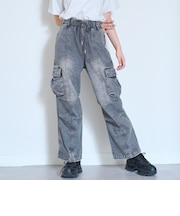 【LTXC/ME DENIM/ストレッチ/吸水速乾】ベルトループつきデニムカーゴパンツ