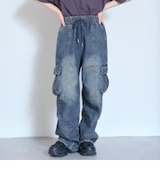 【LTXC/ME DENIM/ストレッチ/吸水速乾】ベルトループつきデニムカーゴパンツ