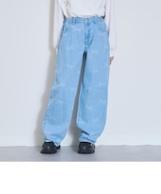 【7days】リボン柄デニムパンツ