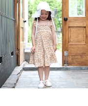 【リンク】総柄シャーリングワンピース(キッズ)