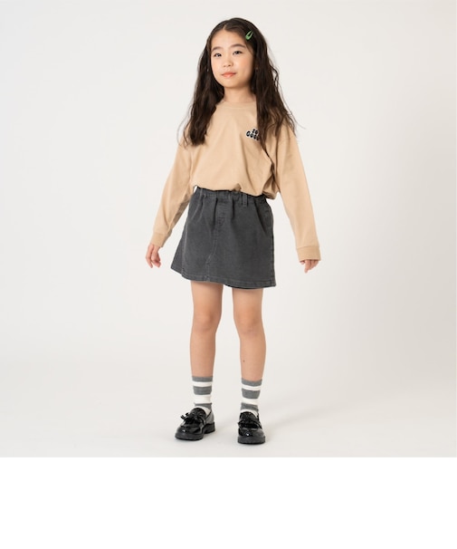 デニムミニラップ風スカートパンツ