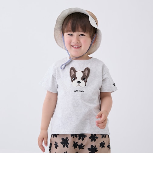 【接触冷感】DOGアップリケ半袖Tシャツ