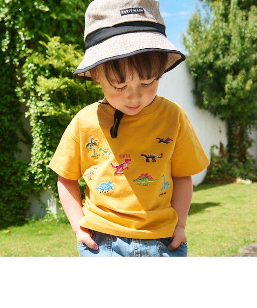 【接触冷感】恐竜刺しゅう半袖Tシャツ
