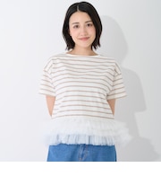 ボーダーペプラム半袖Tシャツ