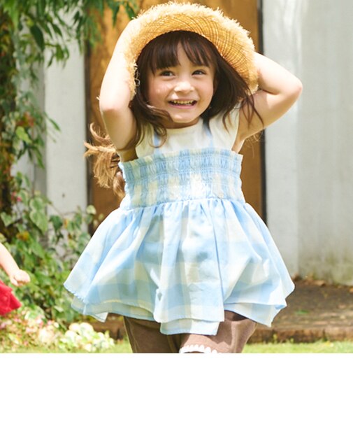 【接触冷感/リンク】ブロックチェックドッキングTシャツ