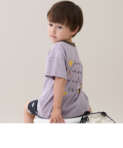 【接触冷感】ネップグラフィック半袖Tシャツ