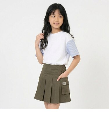 袖異素材ワイドシルエット半袖Tシャツ