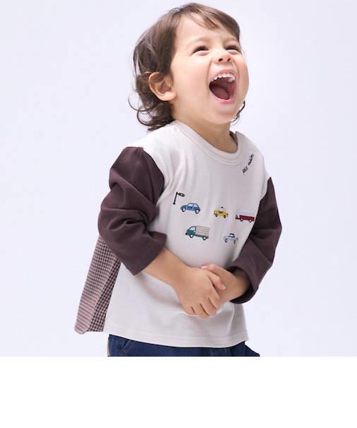 働くクルマ刺しゅう長袖Tシャツ