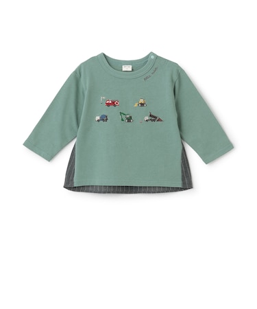 働くクルマ刺しゅう長袖Tシャツ