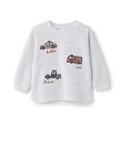 車アップリケダブルフェイス長袖Tシャツ