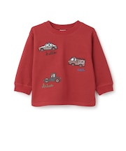 車アップリケダブルフェイス長袖Tシャツ