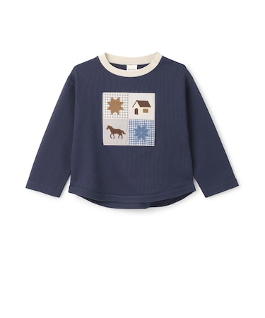 【リンク】パッチワーク長袖Tシャツ