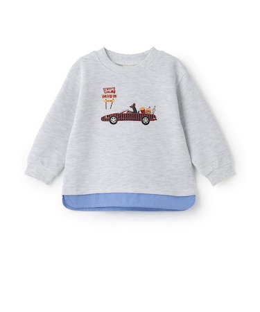 ドライブアップリケWフェイス長袖Tシャツ