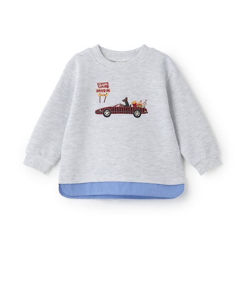 ドライブアップリケWフェイス長袖Tシャツ