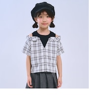 肩あきレイヤード半袖シャツ