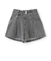 【チェーンベルト付き】デニムショートパンツ
