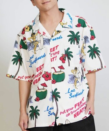 【ムラサキスポーツ限定】lost/LM6S-2401 NEAT SHIRT 半袖シャツ ロスト メンズ ムラサキスポーツ