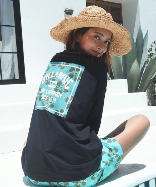 BILLABONG/水着 BG013857 UPF50+ クルーネック 長袖ラッシュガード ロンT MORFY SQUARE LOGO ビラボン レディース ムラサキスポーツ