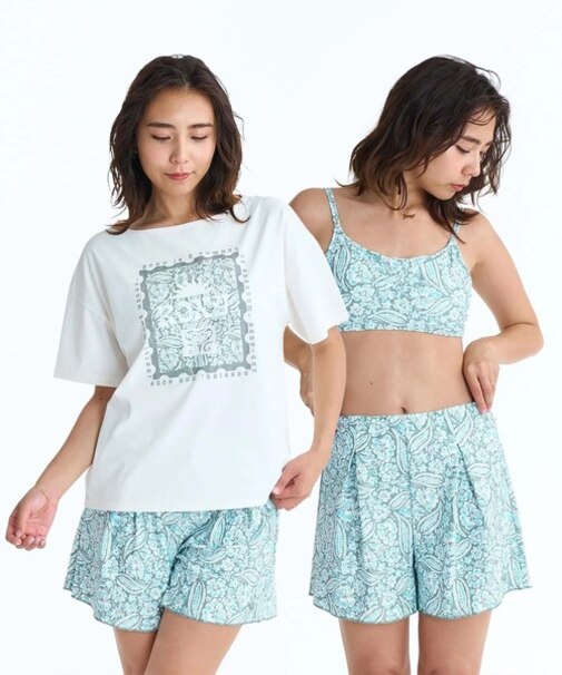 ROXY/RSW261008 水着 3点セット ビキニ ラッシュT 付き REEF NOTE ロキシー レディース ムラサキスポーツ