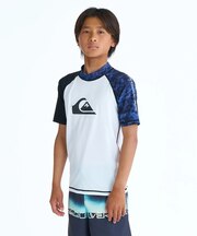 QUIKSILVER/キッズ 水着 ALL TIME SR YOUTH 半袖ラッシュガード 速乾 UPF50+ ストレッチ クイックシルバー 男の子 ムラサキスポーツ