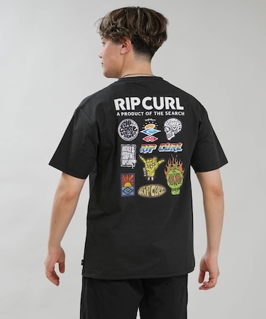 RIPCURL/水着 RCM6S-4306 UPF50+ 水陸両用 STICKER ICON RASH UVケアラッシュガード 半袖 Tシャツ リップカール メンズ ムラサキスポーツ