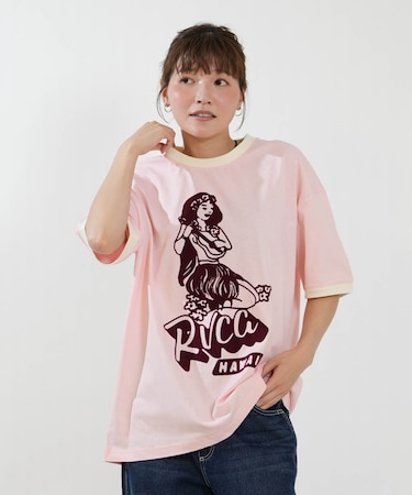 RVCA/BG04C218 半袖 Tシャツ オーバーサイズ HULA RINGER BAGGIE TEE ルーカ レディース ムラサキスポーツ