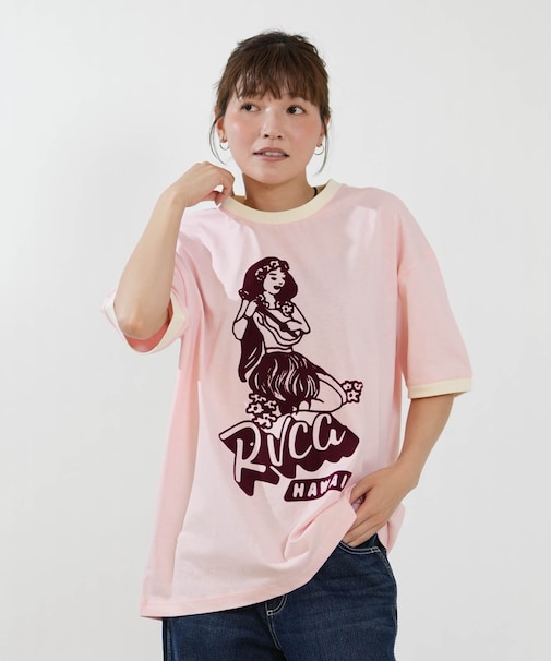 RVCA/BG04C218 半袖 Tシャツ オーバーサイズ HULA RINGER BAGGIE TEE ルーカ レディース ムラサキスポーツ