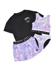 RUSTY/キッズ 水着 4点セット 966801 セパレートタイプ 半袖 Tシャツ ショートパンツ ラスティー 女の子 ムラサキスポーツ
