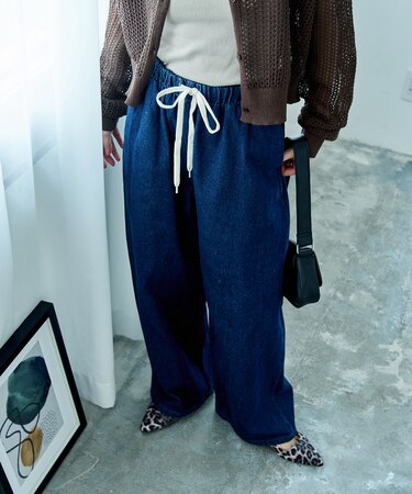 <新色追加><低身長サイズあり>ウォッシュ加工 イージーデニムパンツ